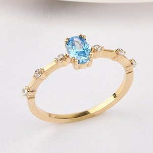 14K Gold Aquamarine Ring, Gold Aquamarine Ring, Aquamarine Ring, Gold Ring, March Birthstone Ring, Aquamarine Gemstone Ring, 14K Gold Ring.