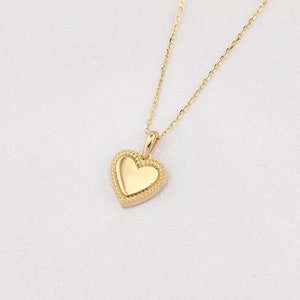 14K Herz Halskette, 14k Solid Gold Herz Halskette, Herz Charm Halskette, Herz Halskette, Liebe Halskette, Goldkette, Herzform Halskette.