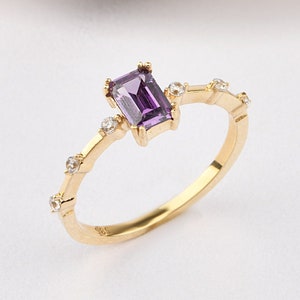 14K Gold Amethyst Ring, Gold Amethyst Ring, Gemstone Gold Ring, February Birthstone Ring, Amethyst Gemstone Ring, 14K Gold Ring.