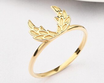 14K Gold Angel Wing Ring, Gold Wing Ring, Wing Ring, Wing Shape Ring, Angel Gold Ring, Angel Ring, 14K Gold Ring, Gold Wing Ring, Gold Wing.