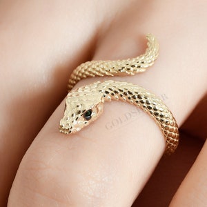 14K Gold Snake Ring, Gold Snake Ring, Snake Ring, Snake Shape Ring, Animal Gold Ring, Serpent Ring, 14K Gold Ring, 14K Gold Snake.
