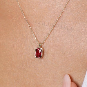 14K Gold Ruby Necklace, 14k Solid Gold Necklace, September Birthstone, Gold Ruby Neckace, Ruby Necklace, Ruby Gemstone Necklace, 14K Gold.