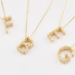 Collar con letras de oro de 14 quilates, collar con inicial de oro, collar con letras hecho a mano, colgante con letras, collar con letras de oro, collar con inicial, oro de 14 quilates