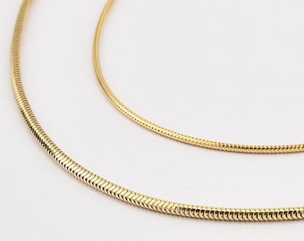 14K Gold Snake Round Chain, 1.6 MM Layered Chain, Layered Round Gold Chain, Snake Round Necklace, Round Shape Gold Chain, 14K Gold Necklace.