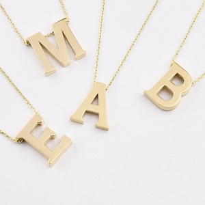 Collar con letra 3D de oro de 14 quilates, collar con inicial de oro, collar con letra hecho a mano, colgante de letra, collar con letra de oro, collar con inicial, 14 quilates.