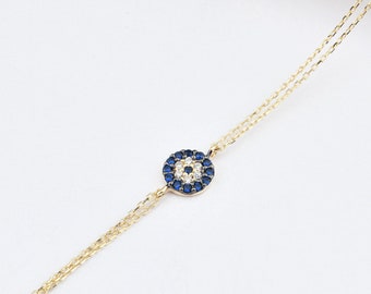 14K Gold Evil Eye Bracelet, Evil Eye Bracelet, Eye Gold Bracelet, Gold Evil Eye Bracelet, Nazar Bracelet, Evil Eye Symbol, 14K Gold Bracelet