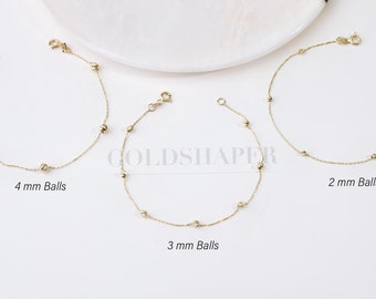 14k Gold Dorica Balls Bead Bracelet, 4MM 3MM 2MM Gold Balls Bracelet, Dorica Balls Bracelet, Gold Ball Bracelet, 14K Gold Bracelet.
