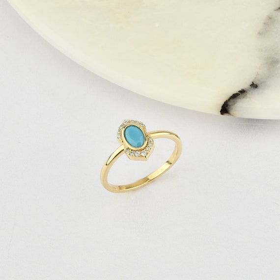 14K Gold Turquoise Ring, Gold Turquoise Ring, Gemstone Gold Ring, December Birthstone Ring, Turquoise Gemstone Ring, 14K Gold Ring.