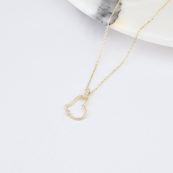 14K Heart Necklace, 14k Solid Gold Heart Necklace, Heart Charm Necklace, Heart Neckace, Love Necklace, Gold Necklace, Heart Shape Necklace.