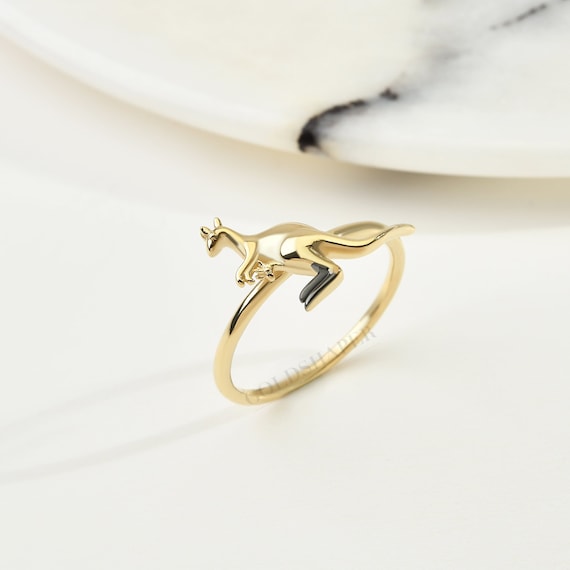 14K Gold Kangaroo Ring, Gold Kangaroo Ring, Kangaroo Ring, Kangaroo Shape Ring, Animal Ring, Gold Ring, 14K Gold Ring, 14K Gold Kangaroo .