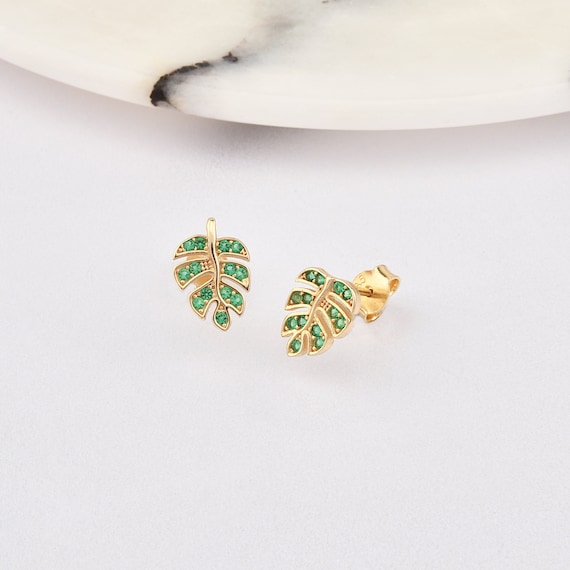 14K Gold Olive Leaf Earrings, Olive Branch Earrings, Olive Leaf Earrings, 14k Solid Gold Olive Leaf Stud Earrings, 14K Gold Earrings.