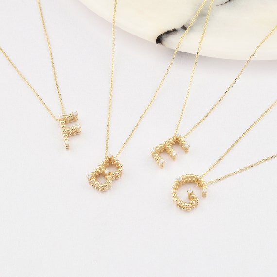 14K Gold Letter Necklace, Gold Initial Necklace, Handmade Letter Necklace, Letter Pendant , Gold Letter Necklace, Initial Necklace, 14K Gold