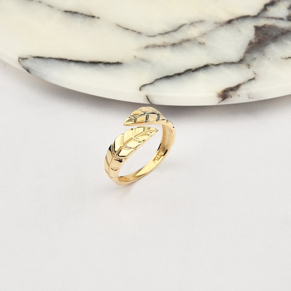 14K Gold Olive Leaf Ring, Gold Olive Leaf Ring, Gold Olive Branch Ring, Olive Branch Ring, Leaf Ring, Olive Leaves Gold Ring, Peace Ring.