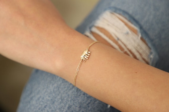 14K Gold Elephant Bracelet, Elephant Gold Bracelet, Lucky Elephant Bracelet. Animal Bracelet, Elephant Bracelet,14K Gold Bracelet, Elephant.