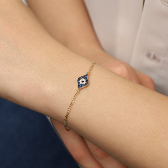 14K Gold Evil Eye Bracelet, Evil Eye Bracelet, Eye Gold Bracelet, Gold Evil Eye Bracelet, Nazr Bracelet, Evil Eye Symbol, 14K Gold Bracelet,