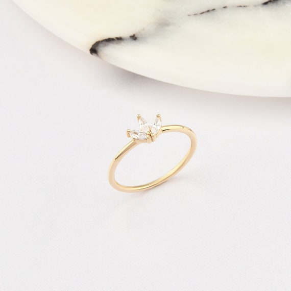 14K Gold Clover Ring, Gold Clover Ring, Clover Ring, Clover Shape Ring, Floral Ring, Clover Leaves Ring, 4 Leaf Clover Ring, 14K Gold Ring.
