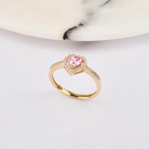 14K Gold Morganite Heart Ring, Gold Heart Ring, Morganite Ring, Heart Cut Morganite Ring, Heart Ring, Gold Bracelet, July Birthstone Ring.