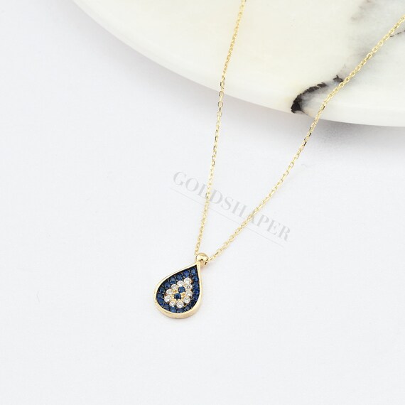 Evil Eye Gold Necklace, 14K Gold Evil Eye Necklace, Evil Eye Charm Necklace, Evil Eye Necklace, Eye Necklace, 14K Gold Necklace.