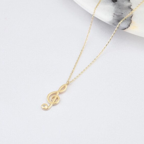 Music Note Necklace, G Clef Music Note Necklace, 14K Gold Music Necklace, Music Note Necklace, 14K Gold Necklace, Treble Clef Necklace.