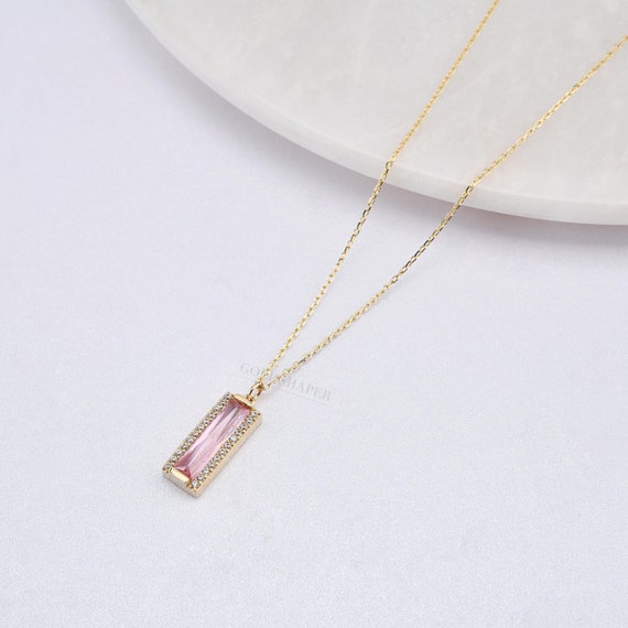 14K Gold Morganite Necklace, 14K Gold Necklace, November Birthstone, Gold Morganite Neckace, Morganite Necklace, Morganite Gemstone Necklace
