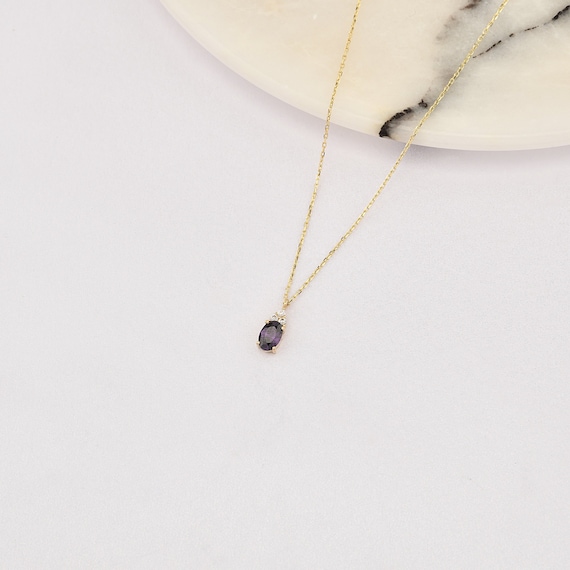 Gold Amethyst Necklace, 14K Gold Amethyst Necklace, February Birthstone Necklace, Gold Amethyst Neckace, Amethyst Necklace, 14K Necklace.