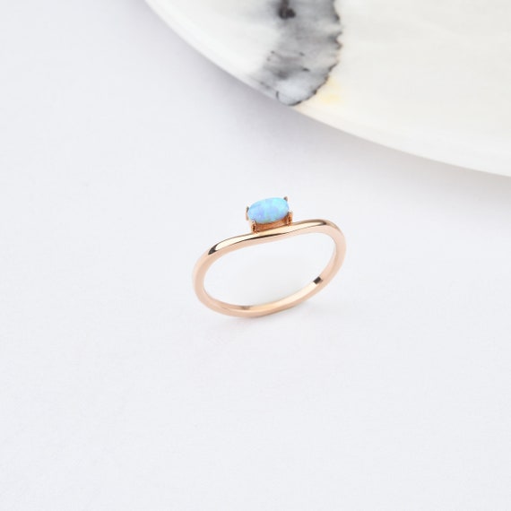 14K Gold Blue Opal Ring, Gold Opal Ring, Blue Opal Ring, Opal Gemstone Ring, October Birthstone Ring, Opal Ring, 14K Gold Ring, Blue Opal.