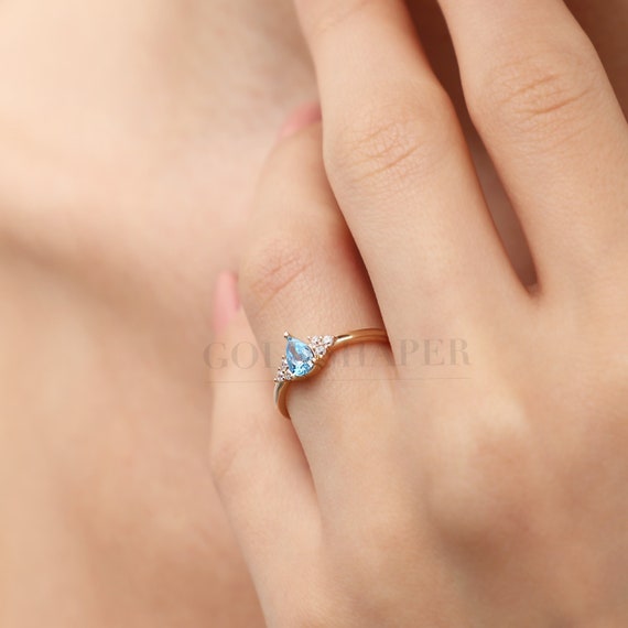 Aquamarine Gold Ring, 14K Gold Aquamarine Ring, Aquamarine Ring, Gold Ring, March Birthstone Ring, Aquamarine Gemstone Ring, 14K Gold Ring.