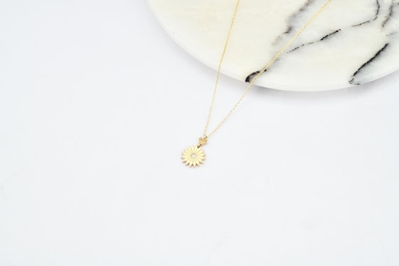 14K Gold Sun Necklace, Gold Sun Necklace, Sun Charm Necklace, Calestial Necklace, Sunshine Necklace, 14K Gold Necklace, Sun Symbol Necklace.