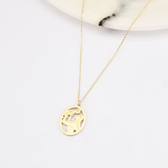 Gold Baby And Mother Necklace, 14K Gold Necklace, Pregnant Necklace, Baby-Mother Necklace, Baby-Mom Necklace, Family Necklace,Baby Necklace.