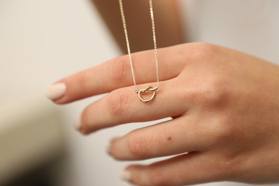 14K Gold Knot Heart Necklace, Gold Knot Necklace, Heart Knot Necklace, Lover Gift, Heart Necklace, Knot Necklace, Knot Symbol, 14K Gold.
