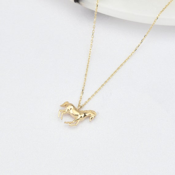 14K Gold Horse Necklace, Gold Horse Necklace, Horse Charm Necklace, Horse Gold Pendant, 14K Gold Necklace, Horse Gold Necklace, 14K Gold .