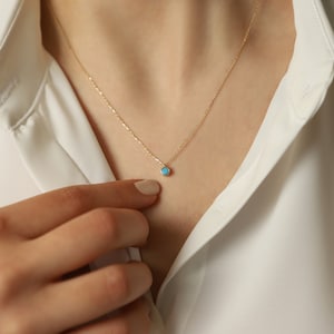 14K Gold Turquoise Necklace, 14K Gold Necklace, December Birthstone, Gold Turquoise Neckace, Turquoise Necklace, Turquoise Gemstone Necklace