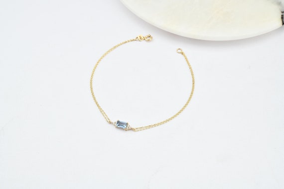 14K Gold Light Sapphire Bracelet, Sapphire Stone Bracelet, Sapphire Gold Bracelet, September Birthstone Bracelet, Sapphire Gemstone Bracelet
