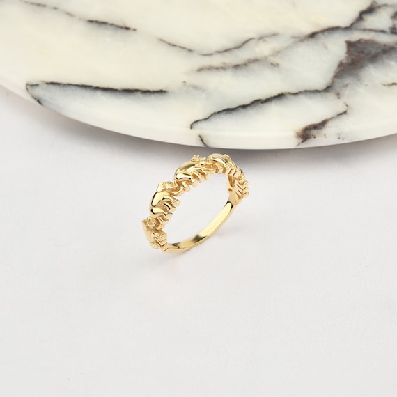 14K Gold Elephants Ring, Gold Elephant Ring, Elephants Ring, Animal Ring, Lucky Elephants Rings, Gold Animal Ring, Elephant Ring, 14K Gold.