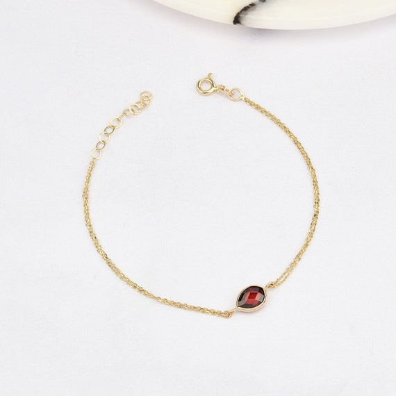 14K Gold Ruby Bracelet, Ruby Stone Bracelet, Ruby Gold Bracelet, July Birthstone Bracelet, Ruby Gemstone Bracelet, 14K Gold Bracelet.
