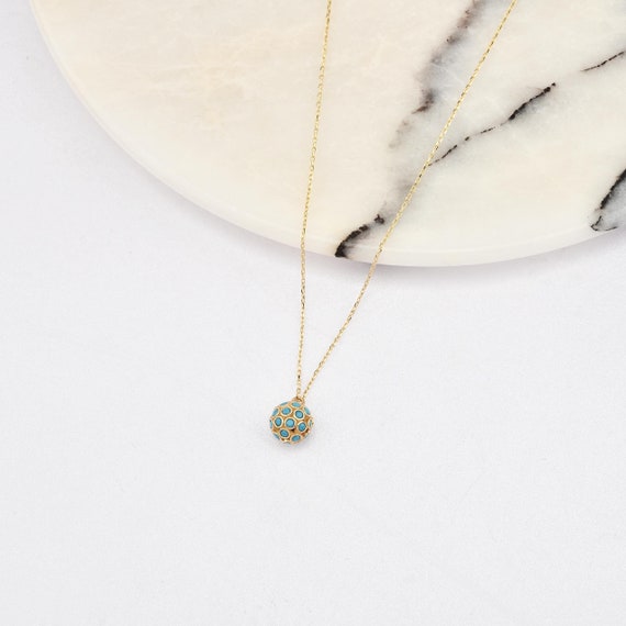 14K Gold Turquoise Necklace, 14K Gold Necklace, December Birthstone, Gold Turquoise Neckace, Turquoise Necklace, Turquoise Gemstone Necklace
