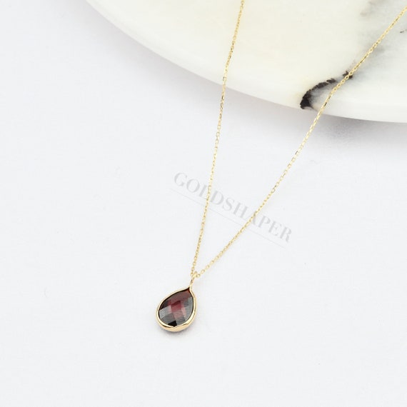 14K Gold Ruby Necklace, 14k Solid Gold Necklace, September Birthstone, Gold Ruby Neckace, Ruby Necklace, Ruby Gemstone Necklace, 14K Gold.