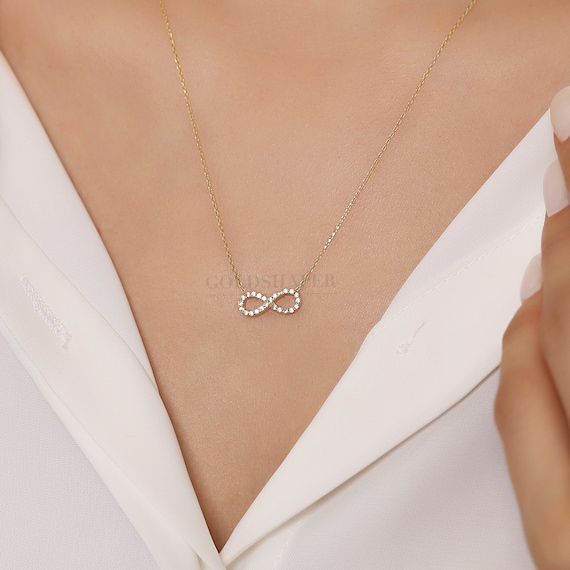 14K Gold Tiny Infinity Necklace, Gold Infinity Necklace, Infinity Necklace, Lover Gift, 14K Neckace, Infinity Charm Necklace, Gold Necklace.