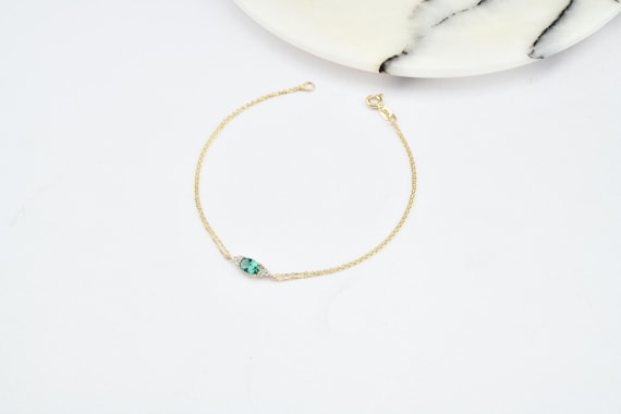 14K Gold Emerald Bracelet, Emerald Stone Bracelet, Emerald Gold Bracelet, May Birthstone Bracelet, Emerald Gemstone Bracelet, 14K Bracelet.