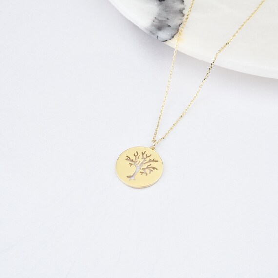 14K Gold Tree Of Life Necklace, Tree Necklace, Life Tree Necklace, Gold Tree Necklace, Life Necklace, Family Tree Necklace, Forest Necklace.