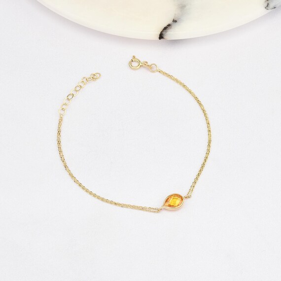 14K Gold Citrine Bracelet, Citrine Bracelet, Citrine Stone Bracelet, Citrine Gold Bracelet, November Birthstone, Citrine Gemstone Bracelet.