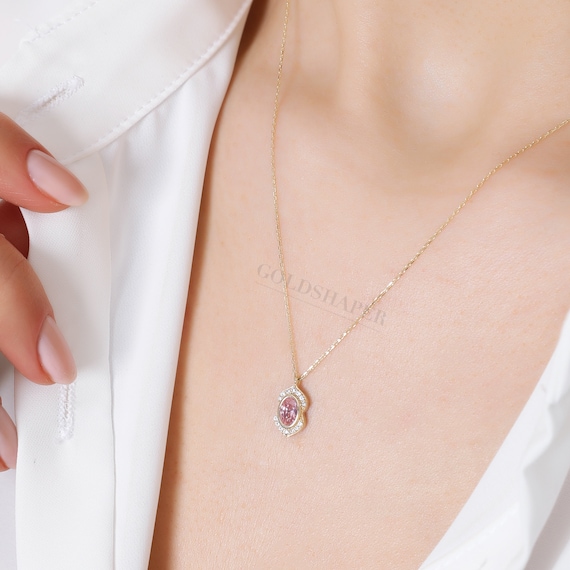 14K Gold Morganite Necklace, 14K Gold Necklace, November Birthstone, Gold Morganite Neckace, Morganite Necklace, Morganite Gemstone Necklace