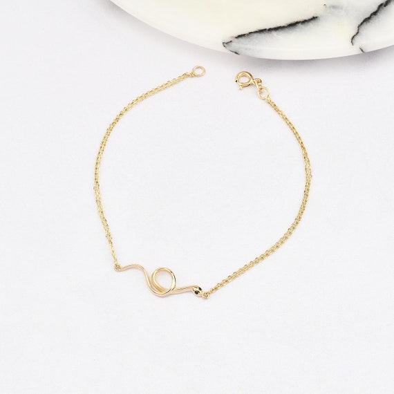 14K Gold Snake Bracelet, Snake Gold Bracelet, Lucky Snake Bracelet, Serpent Bracelet. Animal Bracelet, Snake Bracelet,14K Gold Bracelet.