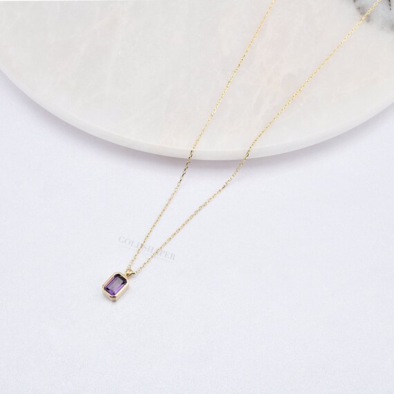 14K Gold Amethyst Necklace, 14K Gold Necklace, February Birthstone, Gold Amethyst Neckace, Amethyst Necklace, Amethyst Gemstone Necklace.