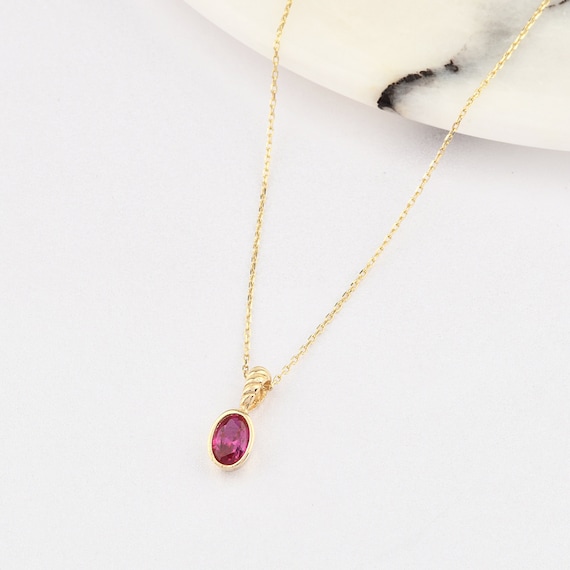 14K Gold Ruby Necklace, Ruby Gold Necklace, Ruby Necklace, September Birthstone, Ruby Gemstone Neckace, Ruby, 14K Gold Necklace.