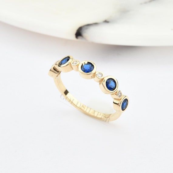 14K Gold Sapphire Ring, Gold Sapphire Ring, Sapphire Ring, Gemstone Ring, September Birthstone Ring, Sapphire Gemstone Ring, 14K Gold Ring.