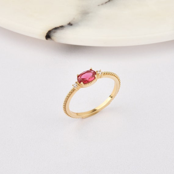 14K Gold Ruby Ring, Gold Ruby Ring, Ruby Ring, Gemstone Gold Ring, July Birthstone Ring, Ruby Gemstone Ring, 14K Gold Ring.