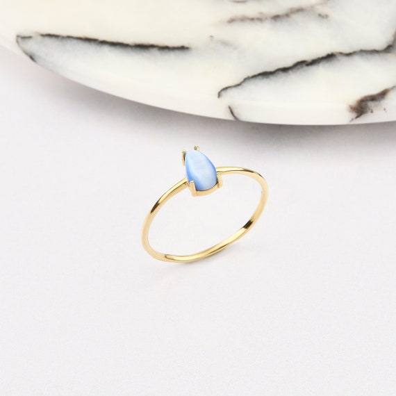 14K Gold Blue Opal Ring, Gold Opal Ring, Blue Opal Ring, Opal Gemstone Ring, October Birthstone Ring, Opal Ring, 14K Gold Ring, Blue Opal.