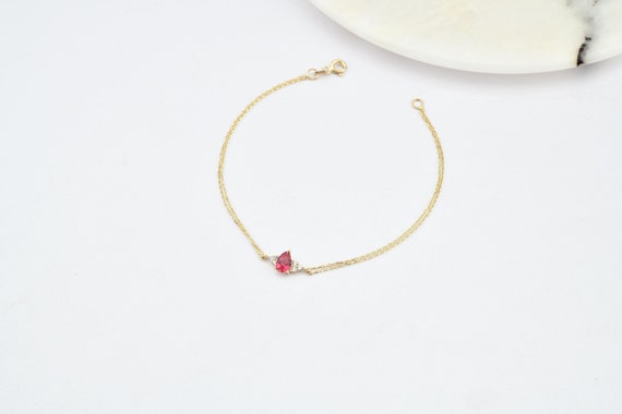 14K Gold Ruby Bracelet, Ruby Stone Bracelet, Ruby Gold Bracelet, July Birthstone Bracelet, Ruby Gemstone Bracelet, 14K Gold Bracelet.