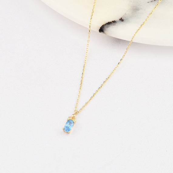 14K Gold Aquamarine Necklace, Gold Aquamarine Necklace, Aquamarine Necklace, Aquamarine Gold Pendant, Gemstone Necklace, Aquamarine Stone.